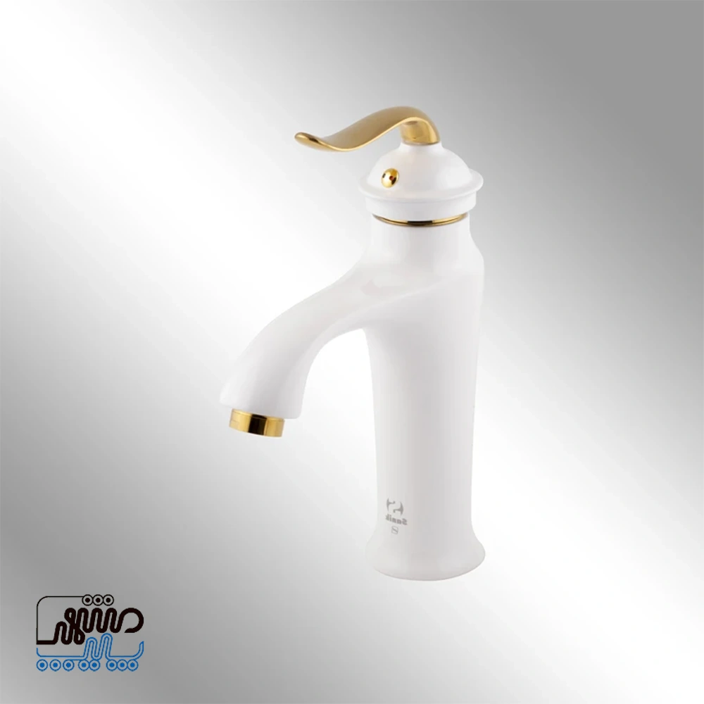Faucet, Zeus Model - Sani - Mashhad Pipe شیر روشویی مدل زئوس سنی - سفید طلایی