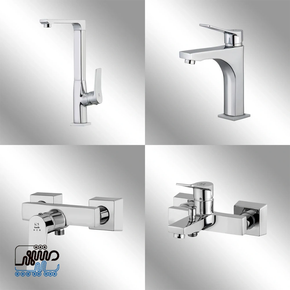 Full Set of Faucets, Moon Model - Sani - Mashhad Pipe ست کامل شیرآلات مدل مون سنی - کروم
