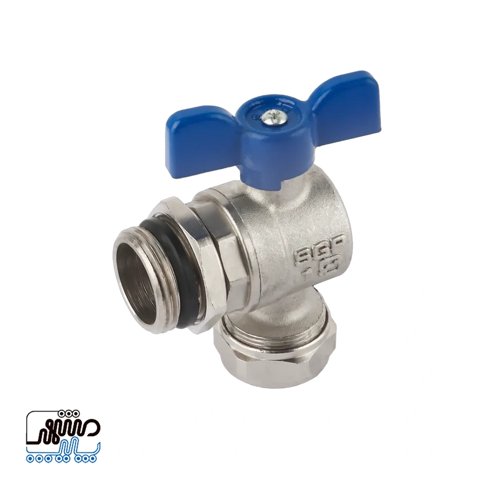 Newpipe threaded elbow valve with adjustable nut and coupling – Mashhad pipe شیر زانویی روپیچ دارای مهره تنظیم کوپلی نیوپایپ