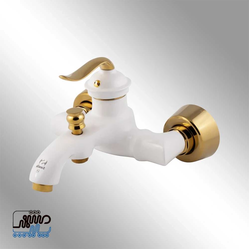 Shower Faucet, Zeus Model - Sani - Mashhad Pipe شیر دوش مدل زئوس سنی - سفید طلایی