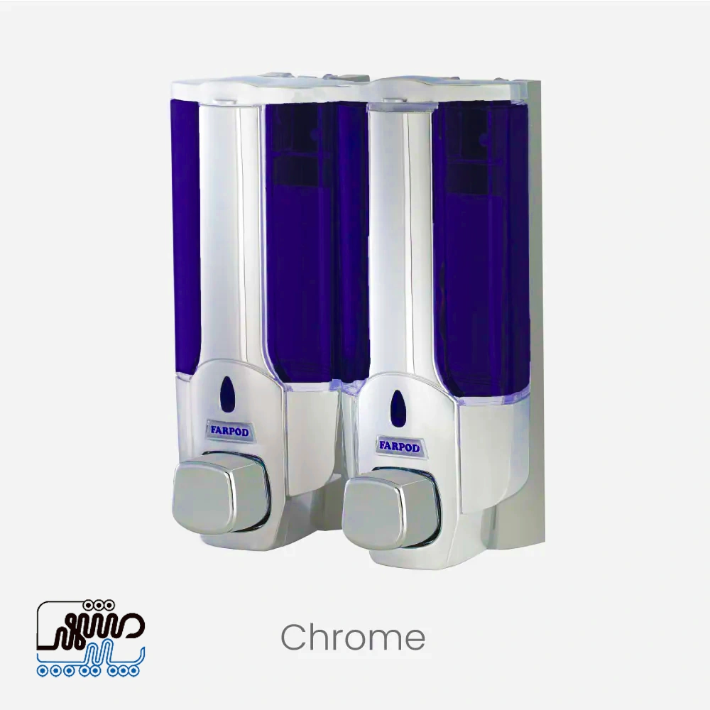 Farpoodeh Parnian Twin Soap Dispenser & Liquid Tank — Mashhad Pipe جا مایع و مخزن مایع مدل پرنیان دوقلو فرپود - کروم