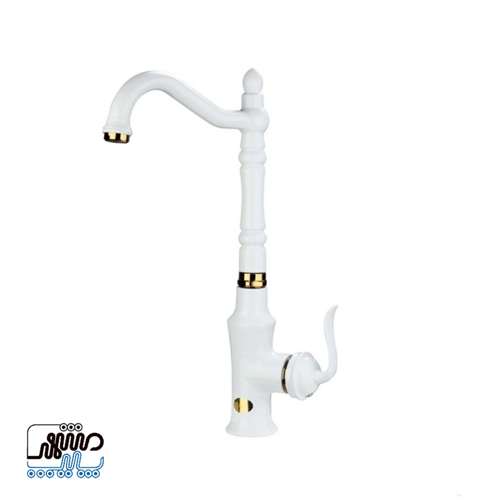 Shizar dishwasher faucet miniature model - Mashhad Pipe شیر ظرفشویی شیذر مدل مینیاتور - سفید طلایی