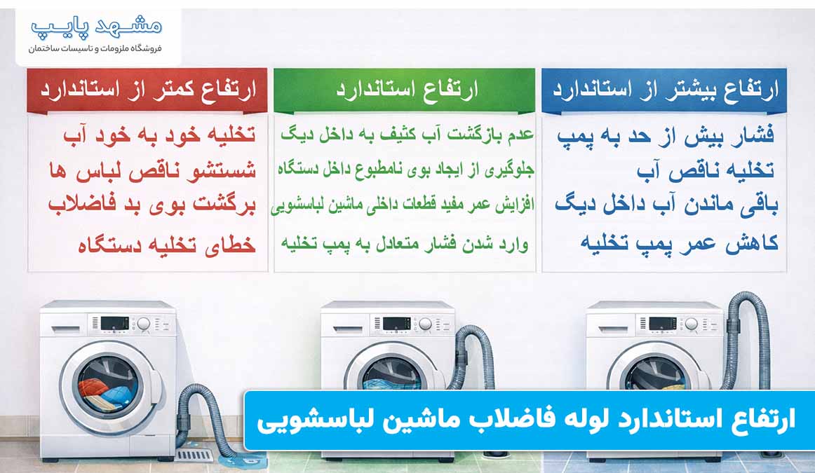 ارتفاع استاندارد لوله فاضلاب ماشین لباسشویی