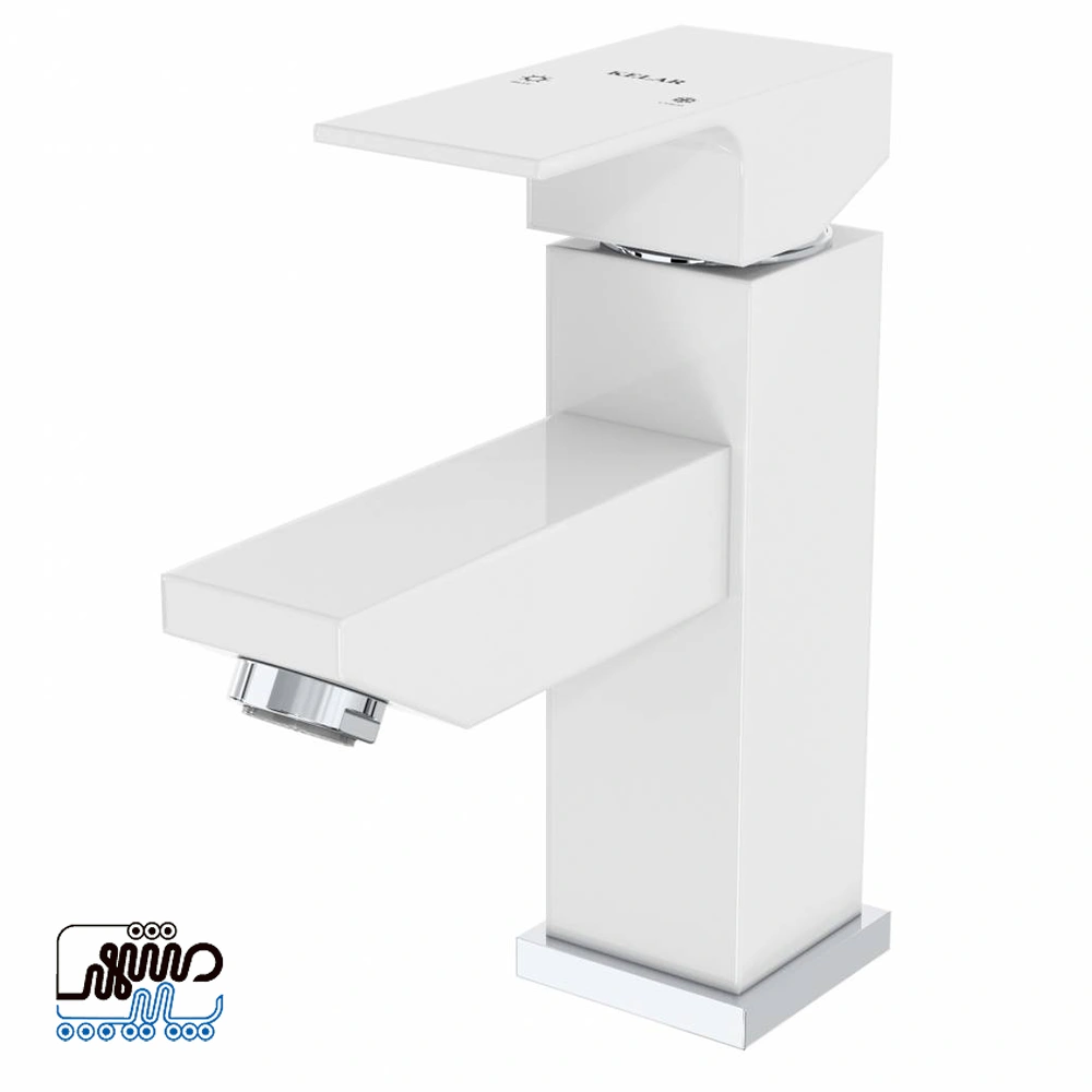 Flat washbasin faucet brand Kelar - Mashhad Pipe شیر روشویی فلت برند کلار - سفید کروم