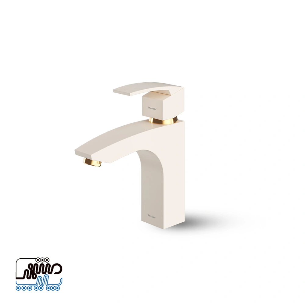 Shouder Bavaria Basin Mixer Faucet - Mashhad Pipe شیر روشویی شودر مدل باواریا - سفید طلایی