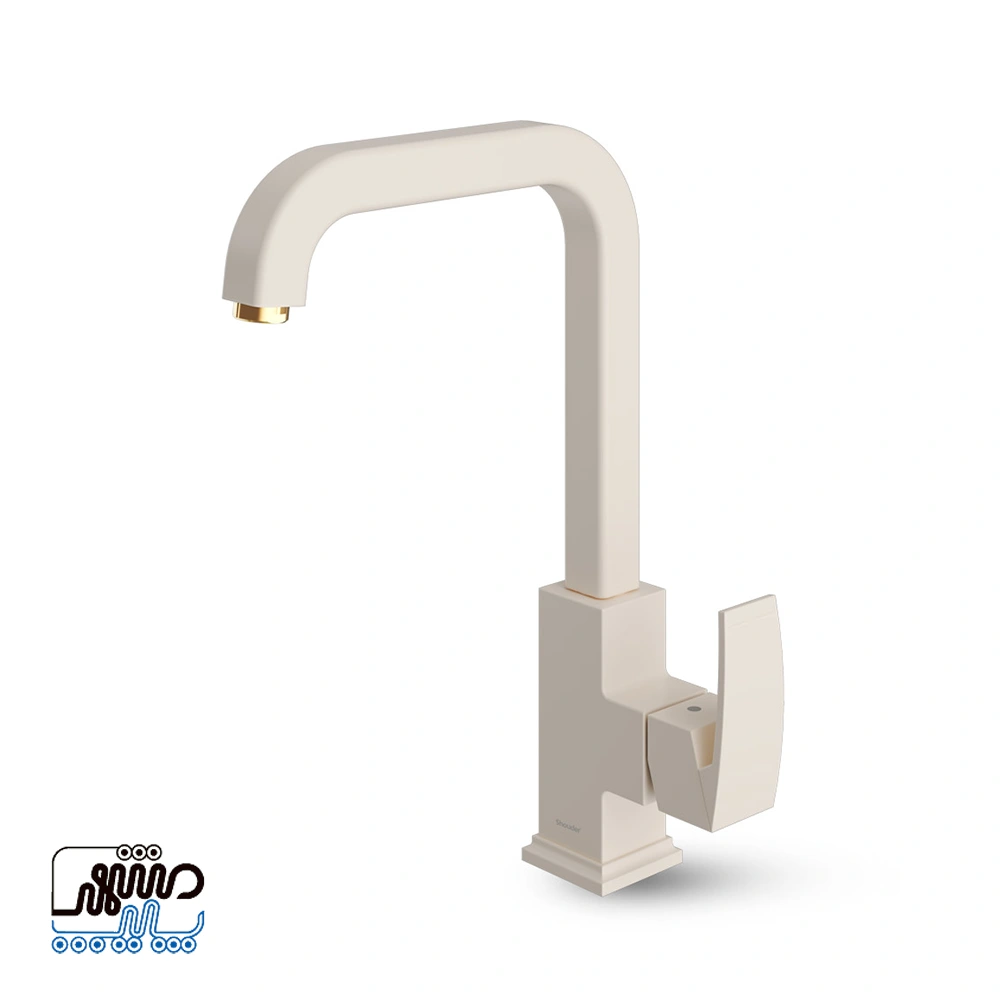 Shouder Bavaria Kitchen Mixer Faucet - Mashhad Pipe شیر ظرفشویی شودر مدل باواریا - سفید طلایی