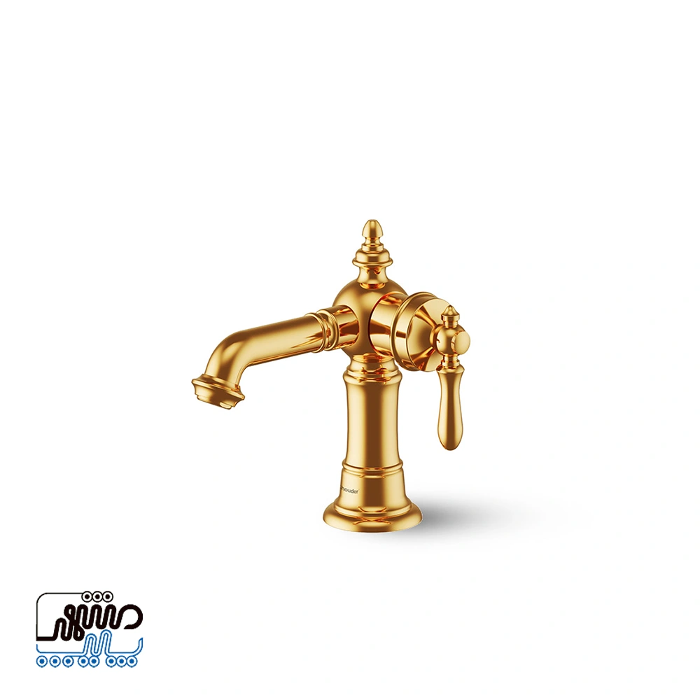 Shouder Byzantium Basin Mixer Faucet - Mashhad Pipe شیر روشویی شودر مدل بیزانس - طلایی