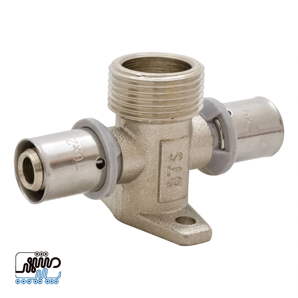 BTS 180° Plate-Mounted Male Thread Press Tee - Mashhad Pipe سه راهی 180 صفحه دار روپیچ پرسی BTS