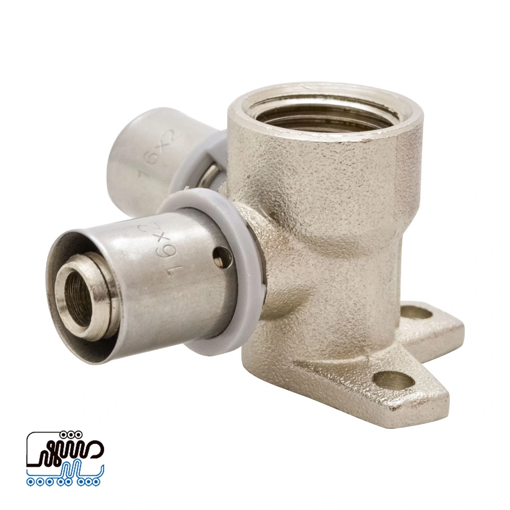 BTS 90° Plate-Mounted Female Thread Press Tee - Mashhad Pipe سه راهی 90 صفحه دار توپیچ پرسی BTS