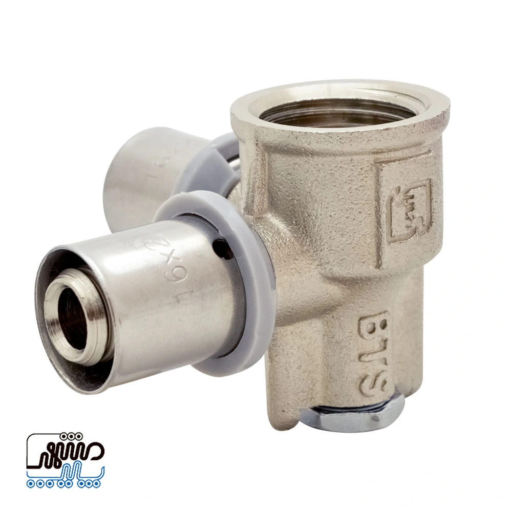 BTS 90° Wall-Mounted Reducing Female Thread Press Tee - Mashhad Pipe سه راهی 90 تبدیل دیواری توپیچ پرسی BTS