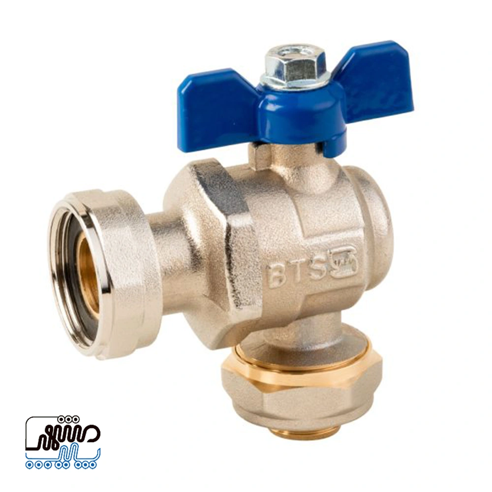 BTS Compression Elbow Valve with Union Nut - Mashhad Pipe شیر زانوئی کوپلی مهره ماسوره دار BTS